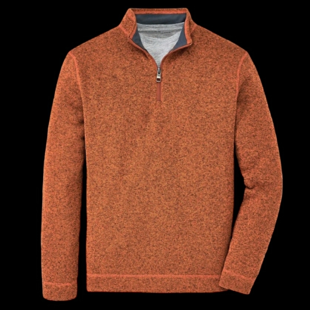Peter Millar Crown Quarter Zip Fleece Mens XL Squash Orange Pullover Sweater